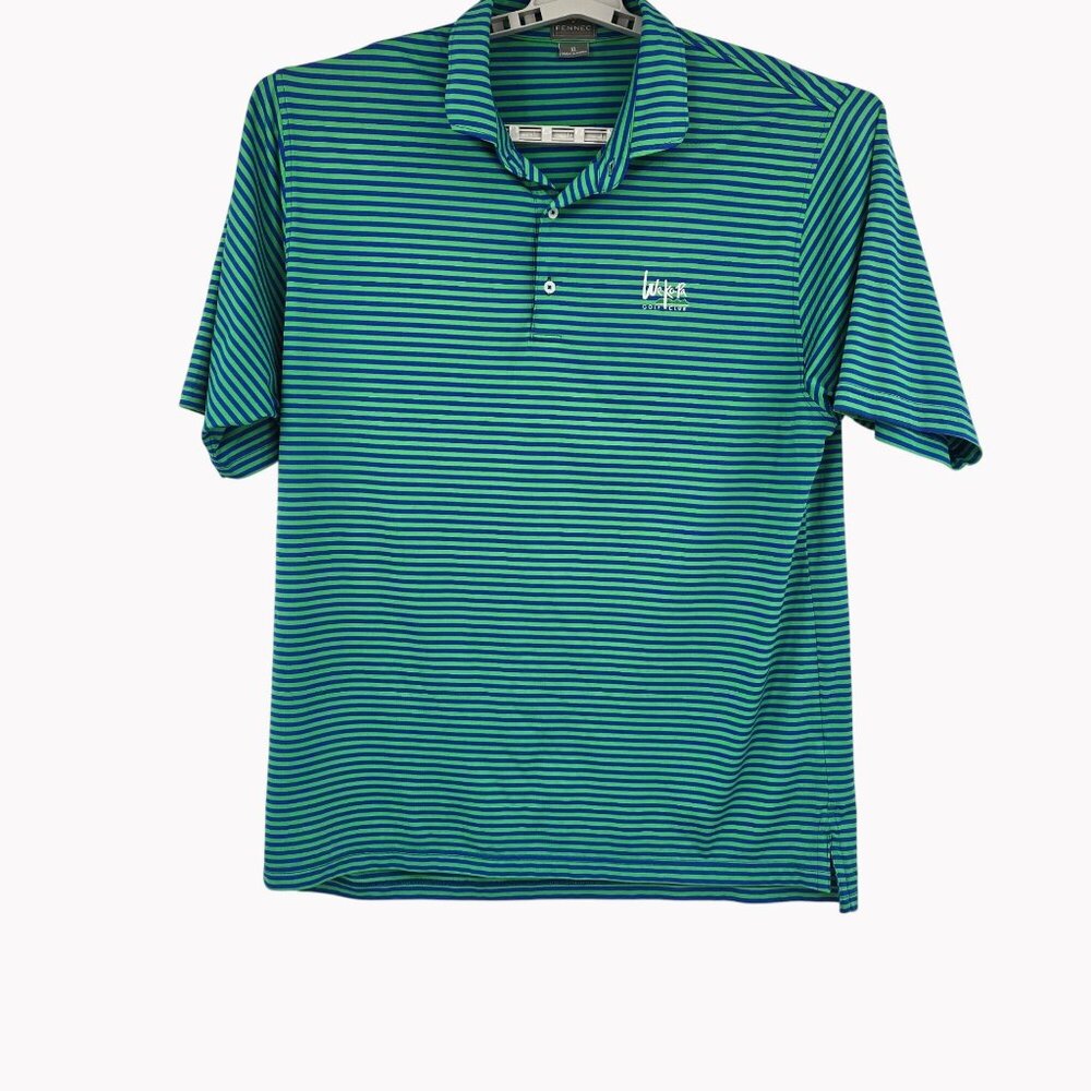 Fennec Mens XL We Ko Pa Golf Club Striped Polo Green Blue Polyester
